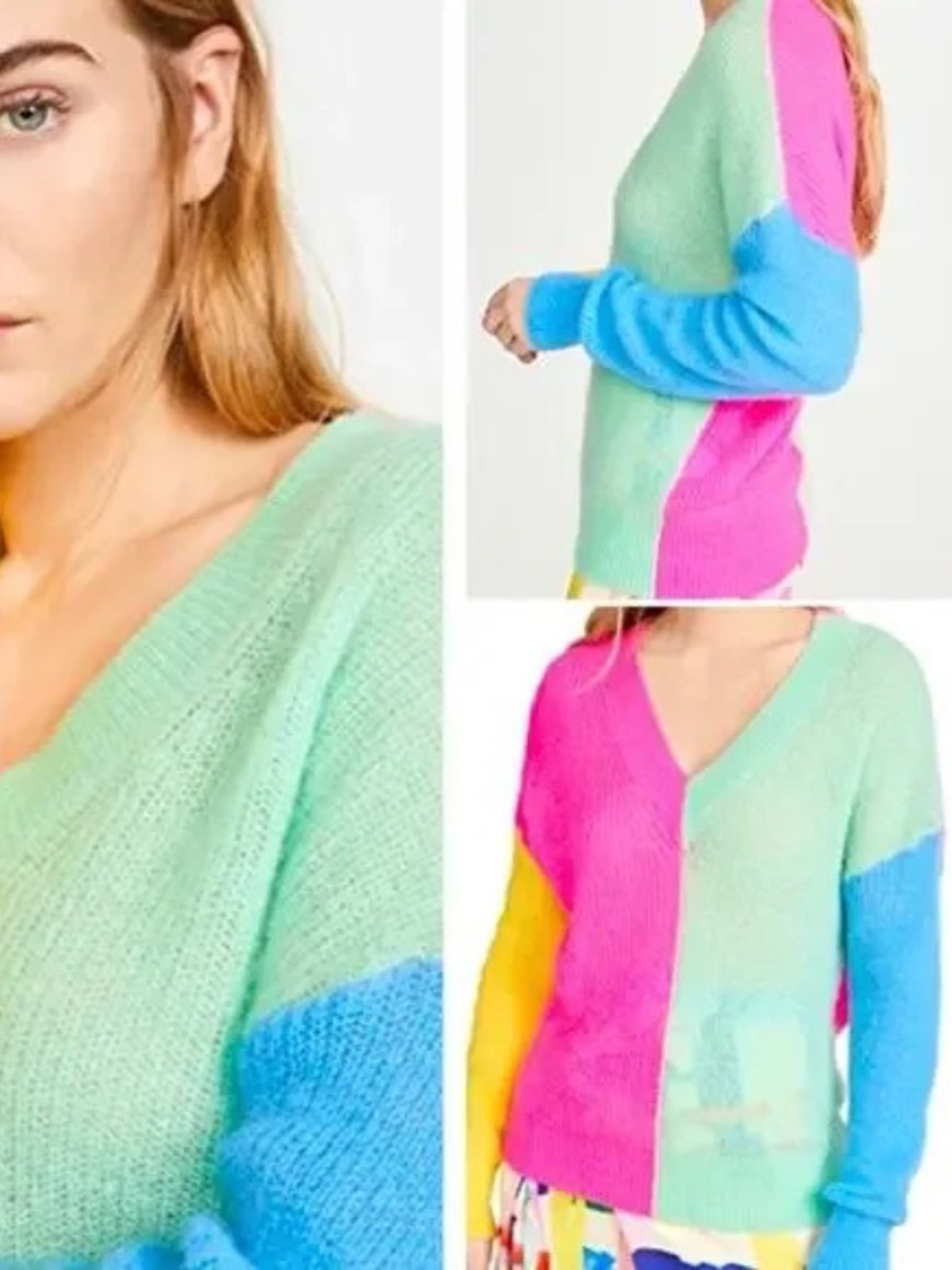 Essentiel Antwerp Vivar Colorblock Wool Mohair Sweater Cozy Women Size XS